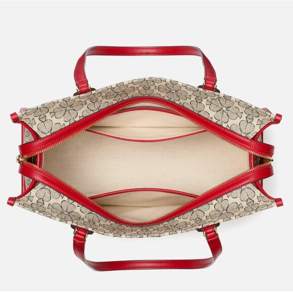 New Kate Spade Spade Flower Coated Canvas Large Market Tote Cherry Rose - Picture 5 of 6